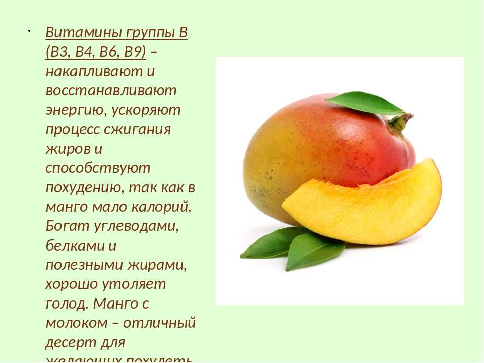 Манго фрукт - пищевая ценность, калорийность, польза, противопоказания манго