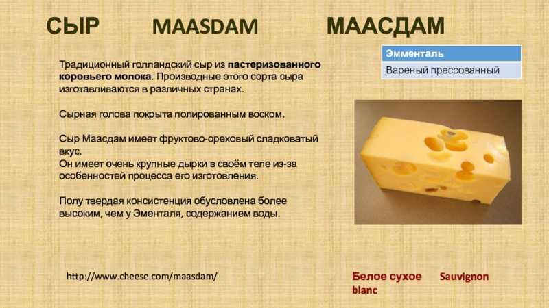 Маасдам технологическая карта