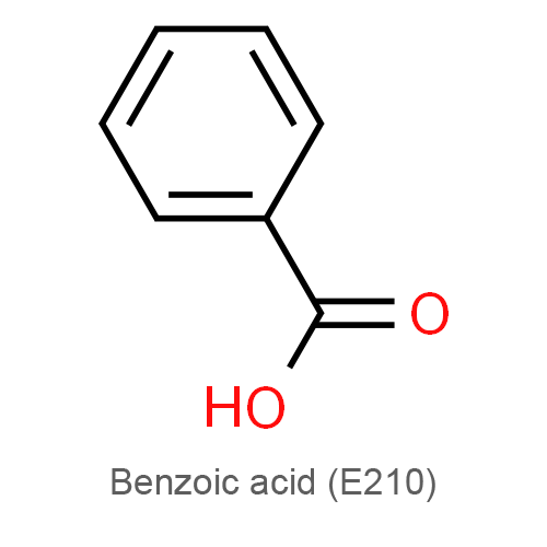 Бензойная кислота консервант. Бензойная кислота консервант е210. Е 210 добавка. Е210 пищевая добавка формула.